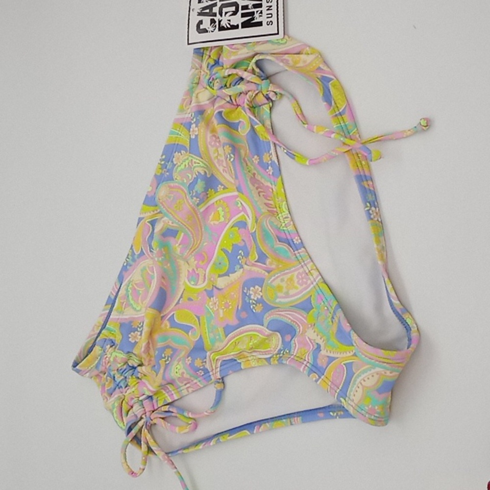 California Sunshine Plus Size Side-Cinched Bikini Bottom Paisley Print 0X